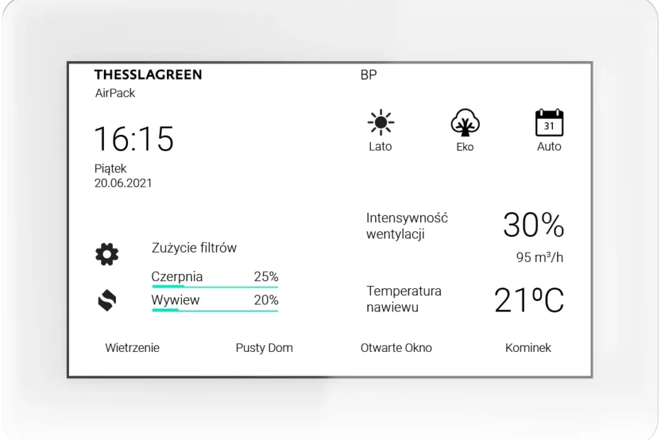 dotykowy panel sterowania 2xWPIS_Air-AP4 do rekuperatorów firmy Thesslagreen