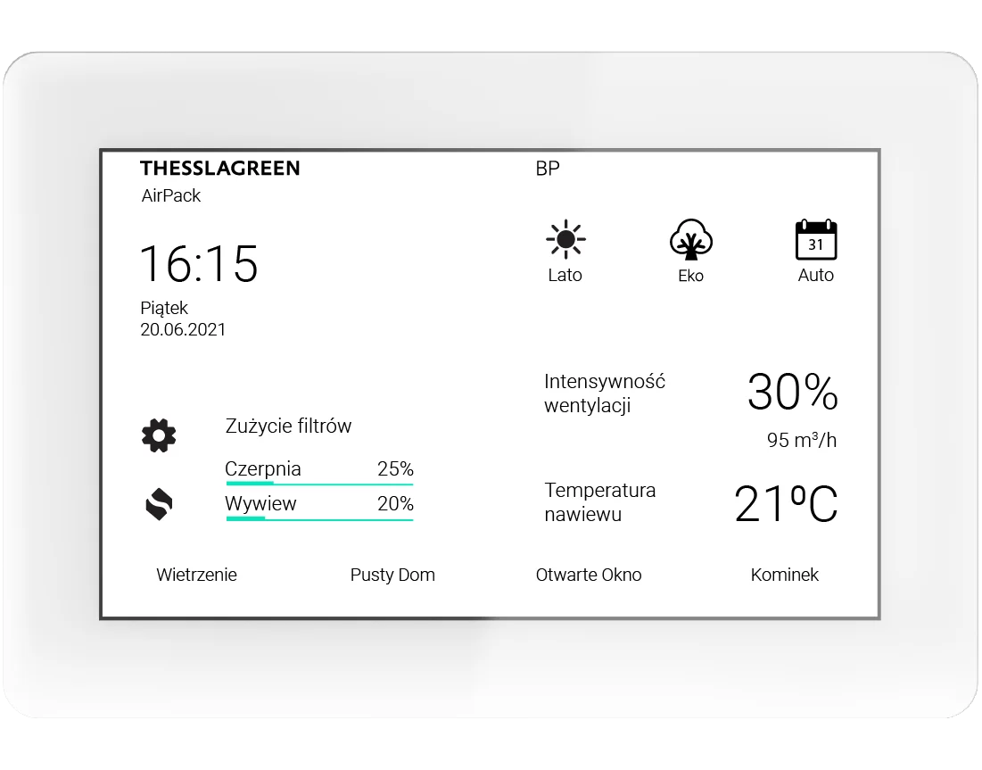 dotykowy panel sterowania 2xWPIS_Air-AP4 do rekuperatorów firmy Thesslagreen